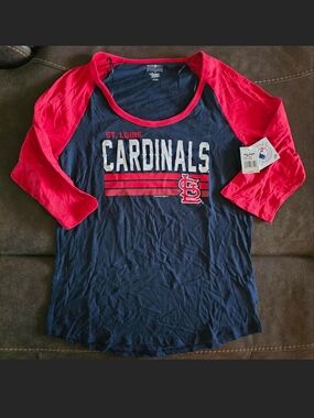 MLB Campus Lifestyle St. Louis Cardinals Womens Raglan Tee Size Large